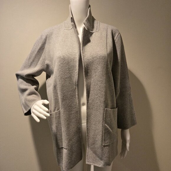 J Crew Sophie Open Front Sweater Blazer Light Gray M - Picture 1 of 5
